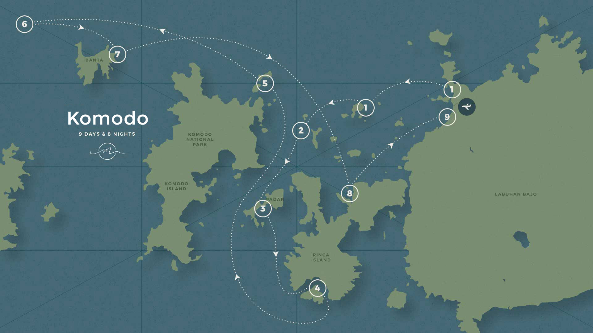 majik cruise yacht charter Itinerary map komodo island monserrat